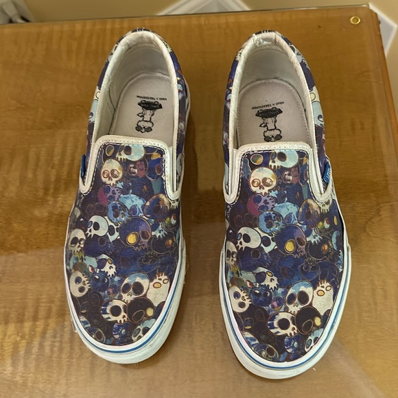 Vans x Takashi Murakami Blue Skulls Slip On Womens Sz 9 / Mens Sz 7.5 - Picture 1 of 5